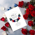 Patriotic American USA Wedding Photo Invitation<br><div class="desc">Red, white and blue flower bouquet 4th july wedding invitation customizable to your event specifics. The photo on the reverse is optional. If you would rather remove it, scroll down to the bottom of "Personalize this template" and click on "Edit Using Design Tool". In the Design Tool you can edit,...</div>