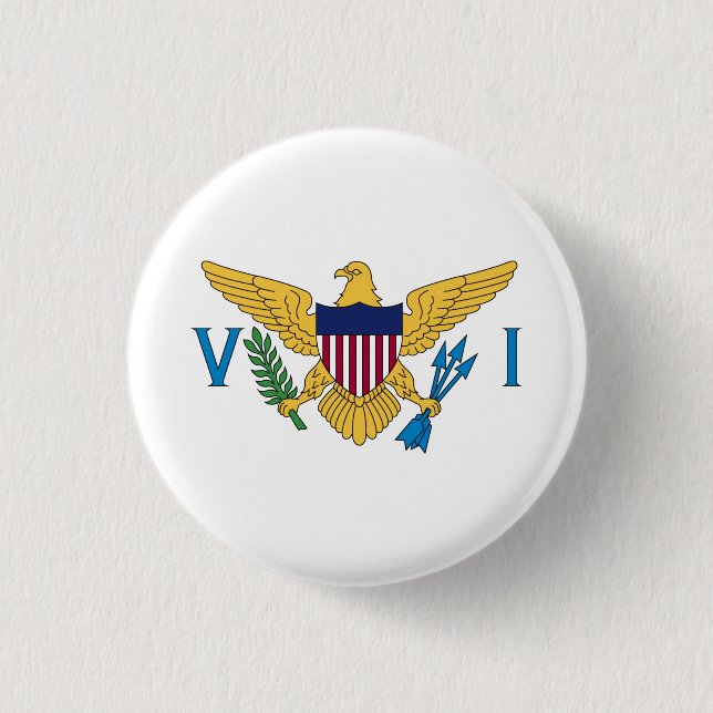 Patriotic American Virgin Islands Flag 1 Inch Round Button (Front)