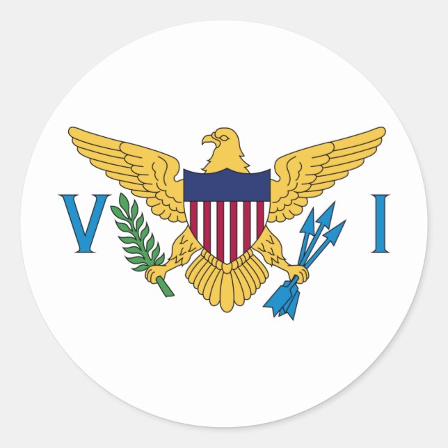 Patriotic American Virgin Islands Flag Classic Round Sticker (Front)
