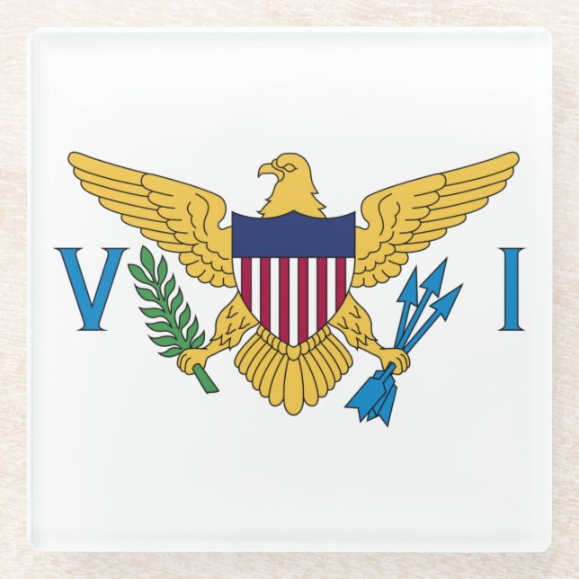 Patriotic American Virgin Islands Flag Glass Coaster (Front)