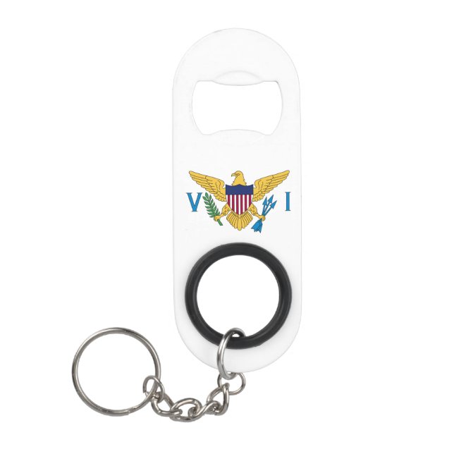 Patriotic American Virgin Islands Flag Keychain Bottle Opener (Front)
