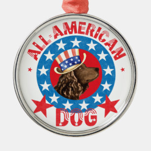 Patriotic American Water Spaniel Metal Ornament