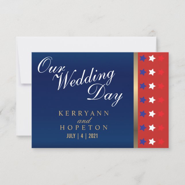 Patriotic American Wedding - RSVP Card (Front)