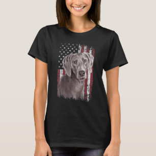 Patriotic American Weimaraner Dog USA Flag T-Shirt