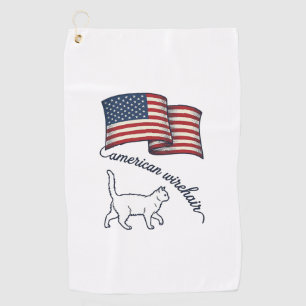 Patriotic American Wirehair Cat Vintage Design_1 Golf Towel