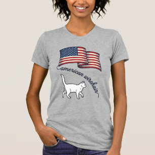 Patriotic American Wirehair Cat Vintage Design_1 T-Shirt