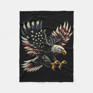Patriotic American With Eagle And Usa Flag  Fleece Blanket