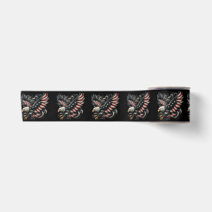 Patriotic American With Eagle And USA Flag Satin Ribbon