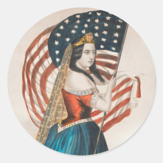 Patriotic American Woman | American Flag | 250 USA Classic Round Sticker