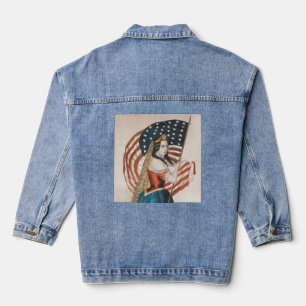 Patriotic American Woman American Flag 250 USA Denim Jacket
