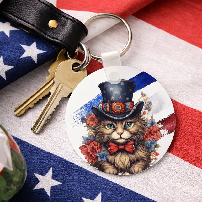 Patriotic Americana Cat Keychain (Creator Uploaded)