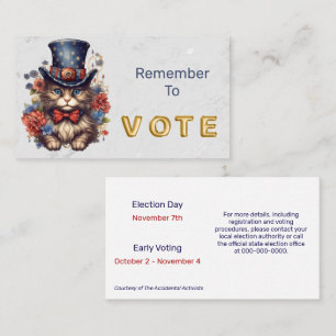 Patriotic Americana Cat Vote Business Card