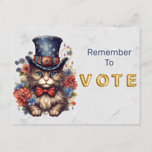 Patriotic Americana Cat Vote Postcard