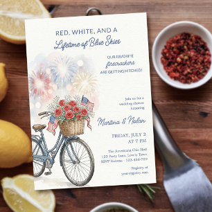 Patriotic Americana Firework Summer Wedding Shower Invitation