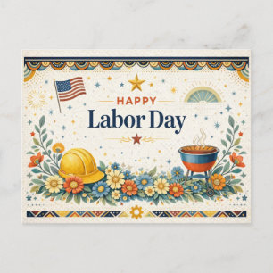 Patriotic Americana Happy Labor Day Holiday Postcard