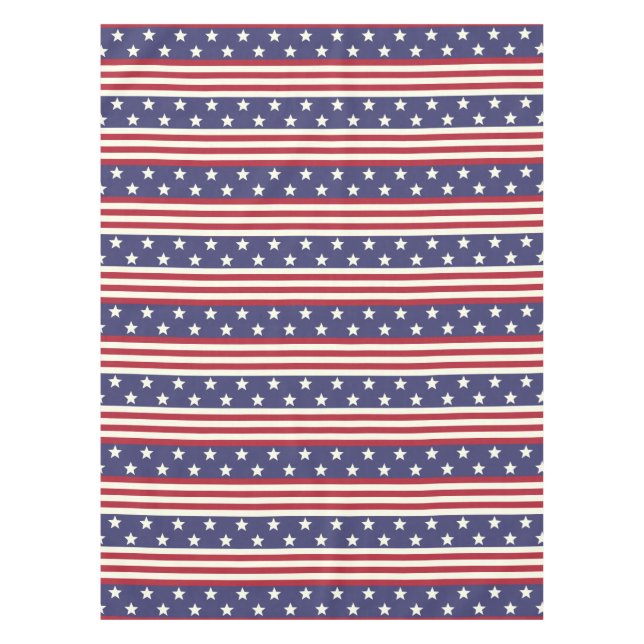 Patriotic Americana USA Flag Stars and Stripes Tablecloth (Front)