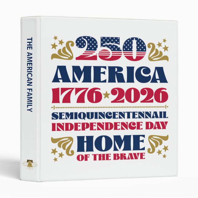 Patriotic America's 250th Anniversary 2026 Binder (Front/Spine)