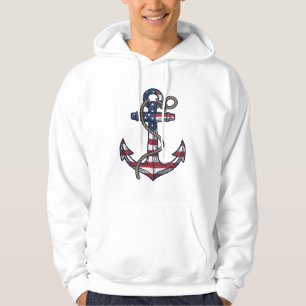 Patriotic Anchor Vintage Vector Design_1 Hoodie