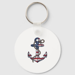 Patriotic Anchor Vintage Vector Design_1 Keychain