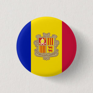 Patriotic Andorra Flag 1 Inch Round Button
