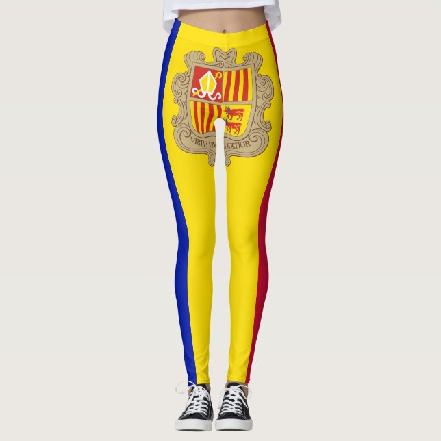 Patriotic Andorra Flag Leggings (Front)