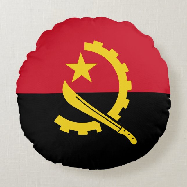 Patriotic Angolan Flag Round Pillow (Front)