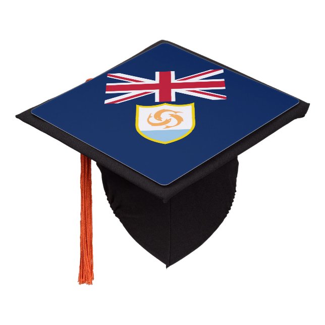 Patriotic Anguilla Flag Graduation Cap Topper (Angled)
