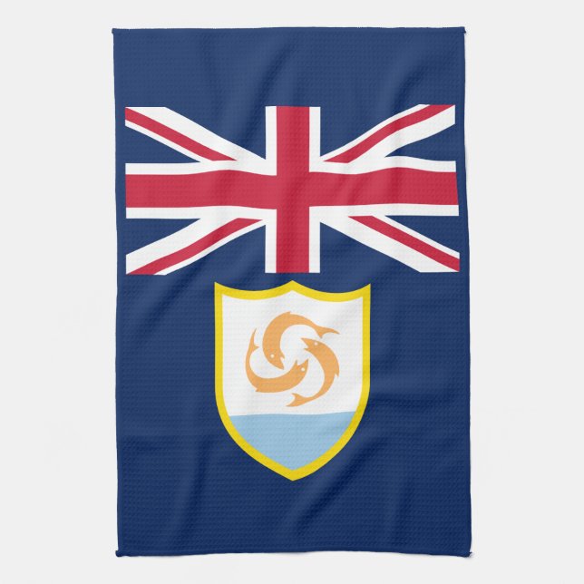 Patriotic Anguilla Flag Kitchen Towel (Vertical)