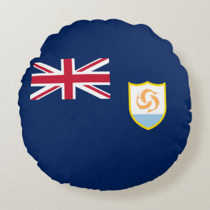 Patriotic Anguilla Flag Round Pillow