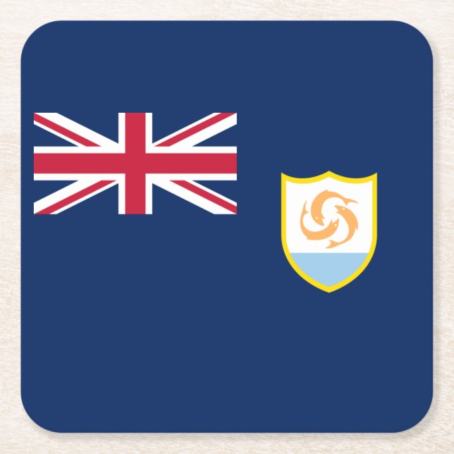 Patriotic Anguilla Flag Square Paper Coaster (Front)