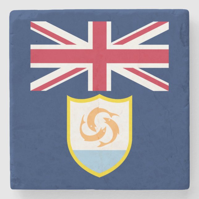 Patriotic Anguilla Flag Stone Coaster (Front)