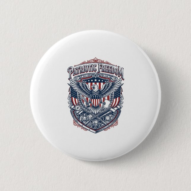 Patriotic Antique Collector Vector Graphic Tee 2 Inch Round Button (Front)
