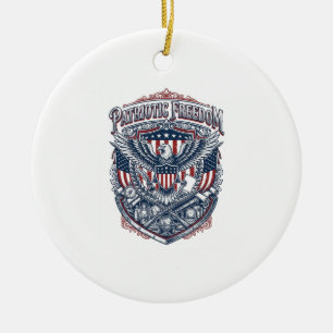 Patriotic Antique Collector Vector Graphic Tee Ceramic Ornament