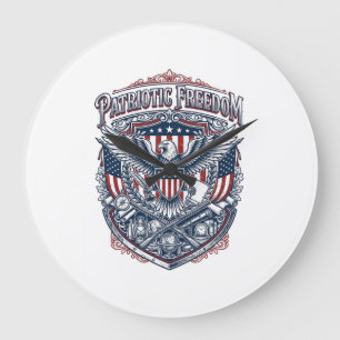 Patriotic Antique Collector Vector Graphic Tee Large Clock