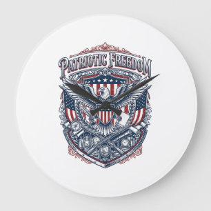 Patriotic Antique Collector Vector Graphic Tee Large Clock