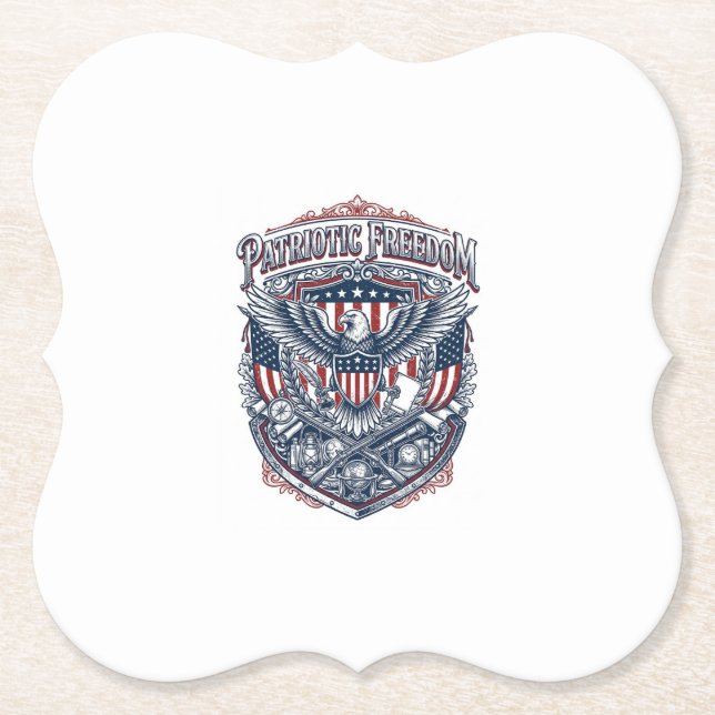 Patriotic Antique Collector Vector Graphic Tee Paper Coaster (Front)