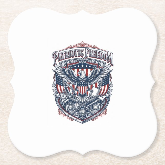 Patriotic Antique Collector Vector Graphic Tee Paper Coaster (Front)