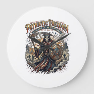 Patriotic Apocalyptic Liberty Reaper Zombie Apocal Large Clock