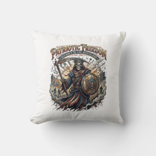 Patriotic Apocalyptic Liberty Reaper Zombie Apocal Throw Pillow