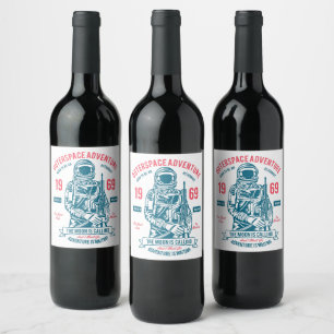 Patriotic Apollo 11 Mission Wine Label