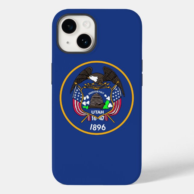 Patriotic Apple 14 Case-Mate, Utah flag Case-Mate iPhone Case (Back)