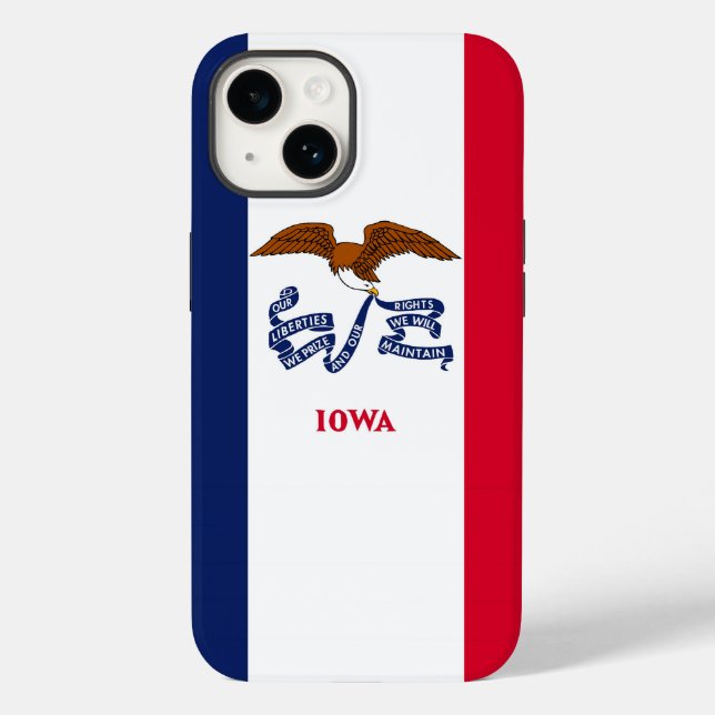 Patriotic Apple iPhone 14 Case-Mate, flag of Iowa Case-Mate iPhone Case (Back)