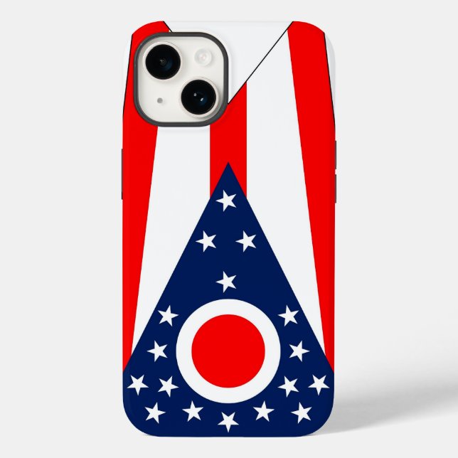 Patriotic Apple iPhone 14 Case-Mate, Ohio Flag Case-Mate iPhone Case (Back)