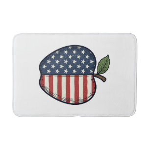 Patriotic Apple Vintage Engraving Vector Design_1 Bath Mat