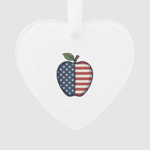 Patriotic Apple Vintage Engraving Vector Design_1 Ornament