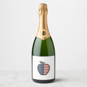 Patriotic Apple Vintage Engraving Vector Design_1 Sparkling Wine Label