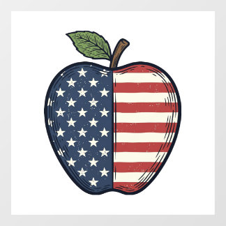 Patriotic Apple Vintage Engraving Vector Design_1 Window Cling