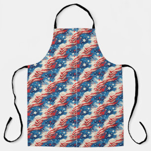 Patriotic Apron with Red White and Blue Stars