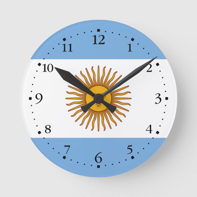 Patriotic Argentinian Flag Round Clock (Front)