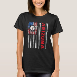 Patriotic Arizona Softball US American Flag Baseba T-Shirt